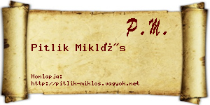 Pitlik Miklós névjegykártya